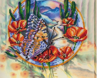 DIY Bead Embroidery Kit Summer water colors, Flowers, Embroidery kit plant,Bead Art Pictures, Craft Beads, crafts hobbies, bead projects