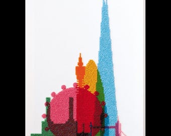London Cityscape Bead Embroidery Kit | Big Ben DIY Beaded Wall Art | Needlework Kit