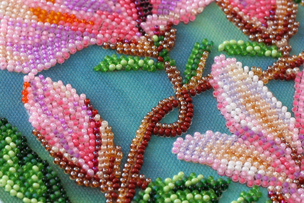 DIY Bead Embroidery Kit Pink Lily,beaded Wall Art, Floral Embroidery,  Embroidery Kit Plant, Bead Art Pictures, Craft Beads, Crafts Hobbies 
