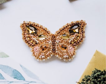 Beaded Butterfly Brooch Kit – Czech Preciosa Bead Embroidery DIY Craft (70×40 mm)