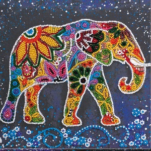 DIY Mid-sized bead embroidery kit Indian elephant ,Animals,bead embroidery kit Elephant, Beaded Animal kits, Bead Art Pictures,Craft Beads
