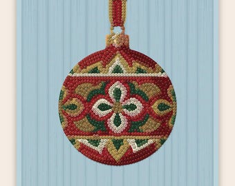 Christmas Ornament Bead Embroidery Pattern, Preciosa Seed Bead Chart (PDF)