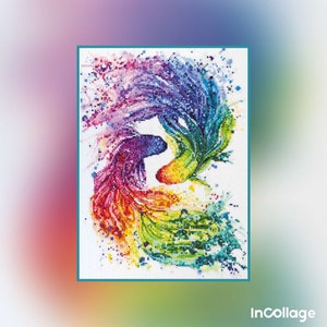 DIY cross stitch kit Rainbow Fish. DIY embroidery kit. Сross Stitch Kits for Beginners