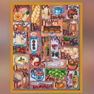 Kit de bordado de cuentas con alfabeto gourmet: juego de manualidades creativas para hacer uno mismo: arte mágico con cuentas con alfabeto: elegante bordado de cuentas de inspiración culinaria