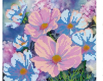 Charts on artistic canvas Flower extravaganza,DIY bead embroidery kit,Beaded wall art,art kit,beginner kits,craft kit for adults,beaded kit