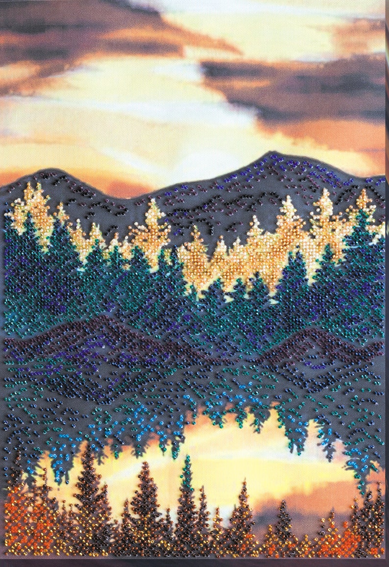 Bead Embroidery Kit At a lake ,Landscapes, DIY bead embroidery kit Near the lake, Beaded wall decor, Bead Art Pictures,  Craft Beads