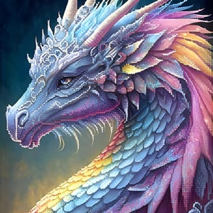 Rainbow Dragon Bead Embroidery Kit – Ukrainian Fantasy Satin Pattern (9.4x12.5 in)