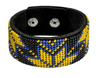Black Beaded Bracelets, Men Beaded Bracelet,Bracelet Making Kit, embroidery pattern, leather bracelet kit, Friendship Bracelet