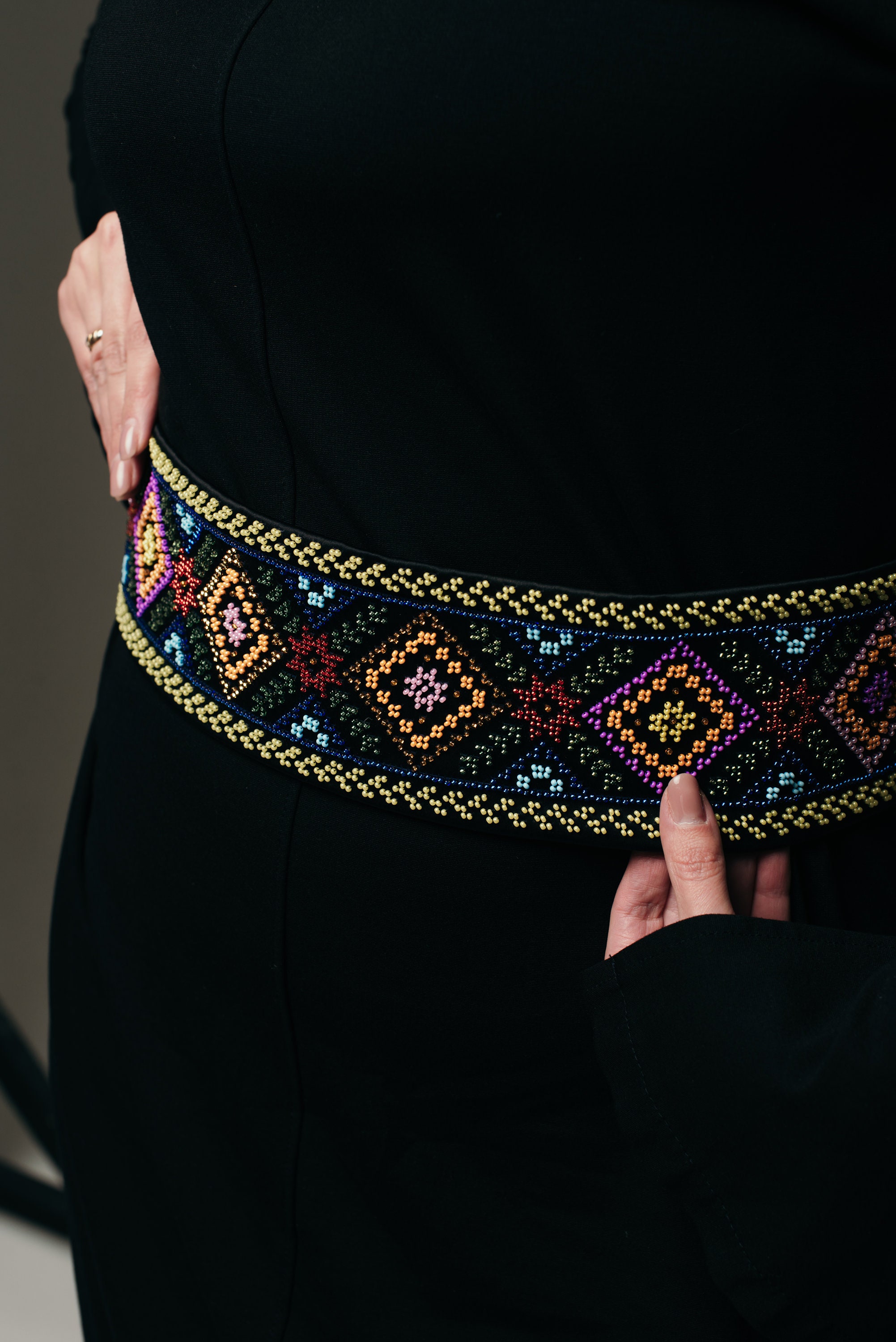 Huichol Colorful Bead Art Mexican Folk Art Leather Belt W. Statemen Buckle vintage BEADED buckle belt NATIVE AMERICAN indian print 30  main image 2