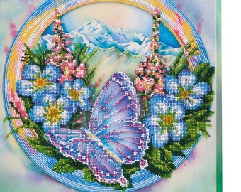 DIY Bead Embroidery Kit Summer water colors, DIY handmade,   Floral embroidery, Embroidery kit plant,full embroidery kit, beading picture