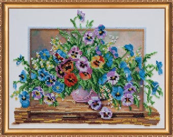 Floral Bead Embroidery Kit – Summer Blooms Wall Art DIY Craft (30*32cm)