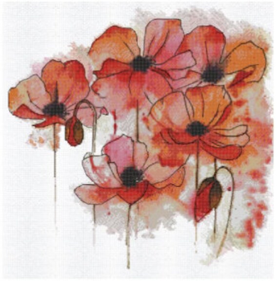 Kits de punto de cruz Acuarela fantasía Flores BORDADO - Etsy México Kits de punto de cruz Acuarela fantasía Flores BORDADO - Etsy México
