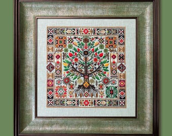 Tree of Life Embroidery Kit | Ukrainian Ornament, DMC Floss, Beads (215×220 mm)