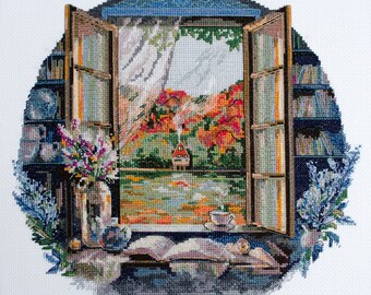 DIY Cross-stitch kits Tea party by the window