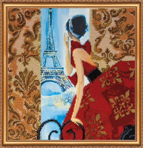 Bead Embroidery Kit Window to Paris, Romanticism, DIY Bead Embroidery Kit,  Beaded Wall Art, Bead Art Pictures, Craft Beads, Crafts Hobbies 