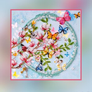 DIY Bead Embroidery Kit: Keys to Spring, Floral Beaded Wall Decor