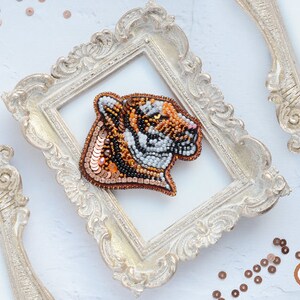 DIY beaded brooch kit Tiger,DIY embroidery kit, Beaded Animal kits,jewelry diy kit, bead embroidery kit, Beaded Brooch Pin, Brooch Ukraine