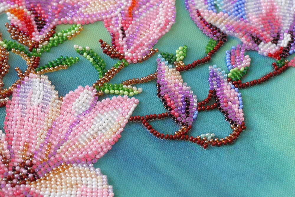 DIY Bead Embroidery Kit Pink Lily,beaded Wall Art, Floral Embroidery,  Embroidery Kit Plant, Bead Art Pictures, Craft Beads, Crafts Hobbies 