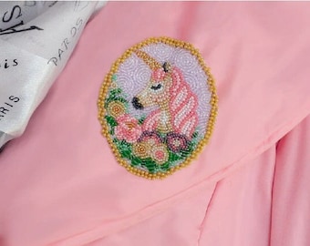 ビーズ刺繍キット ユニコーンブローチ、手作りユニコーンジュエリー