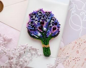 Kit de broche de lavanda con cuentas para hacer tú mismo, cuentas checas, juego de herramientas para joyería floral