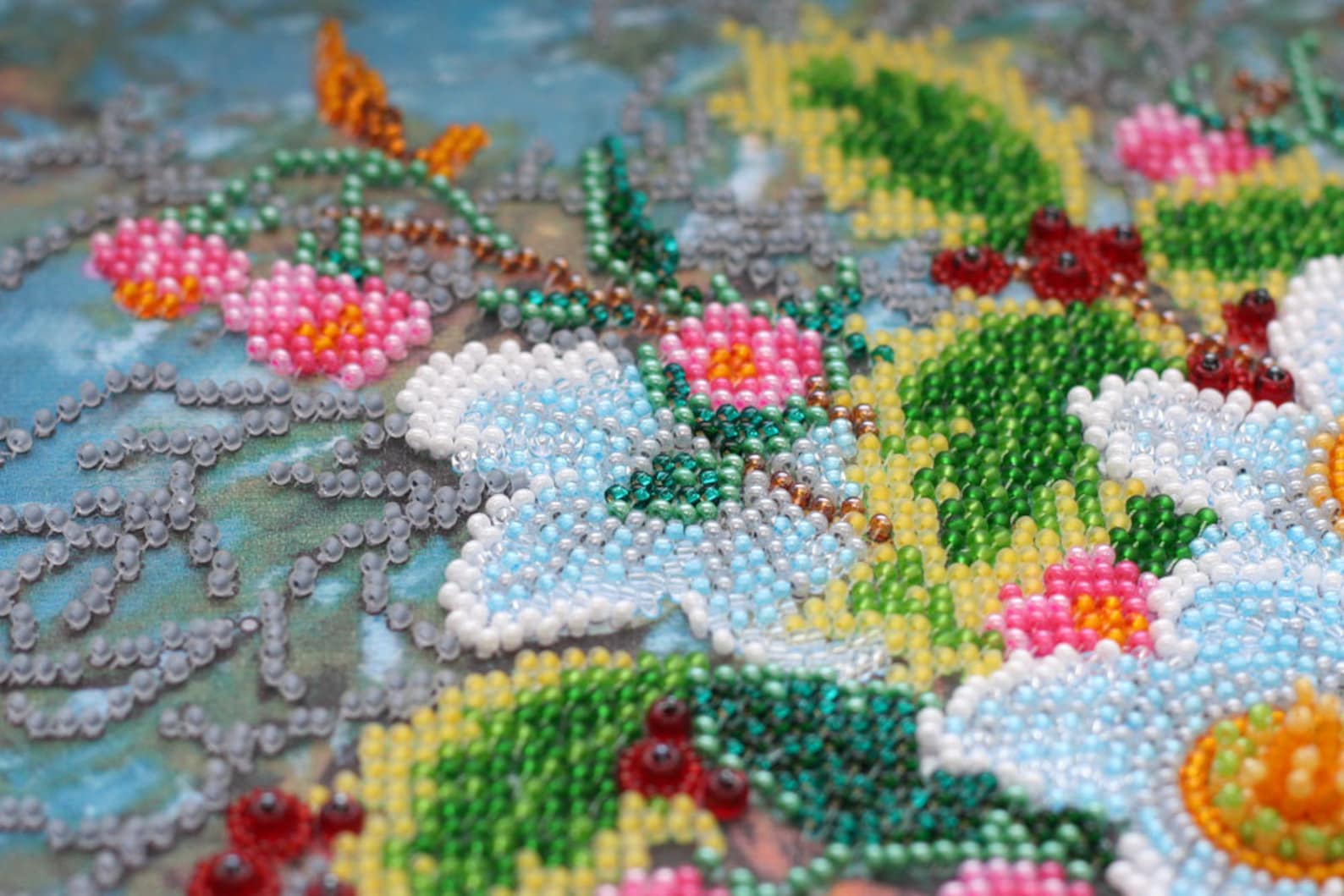 DIY bead embroidery kit.Beaded wall decor Etsy