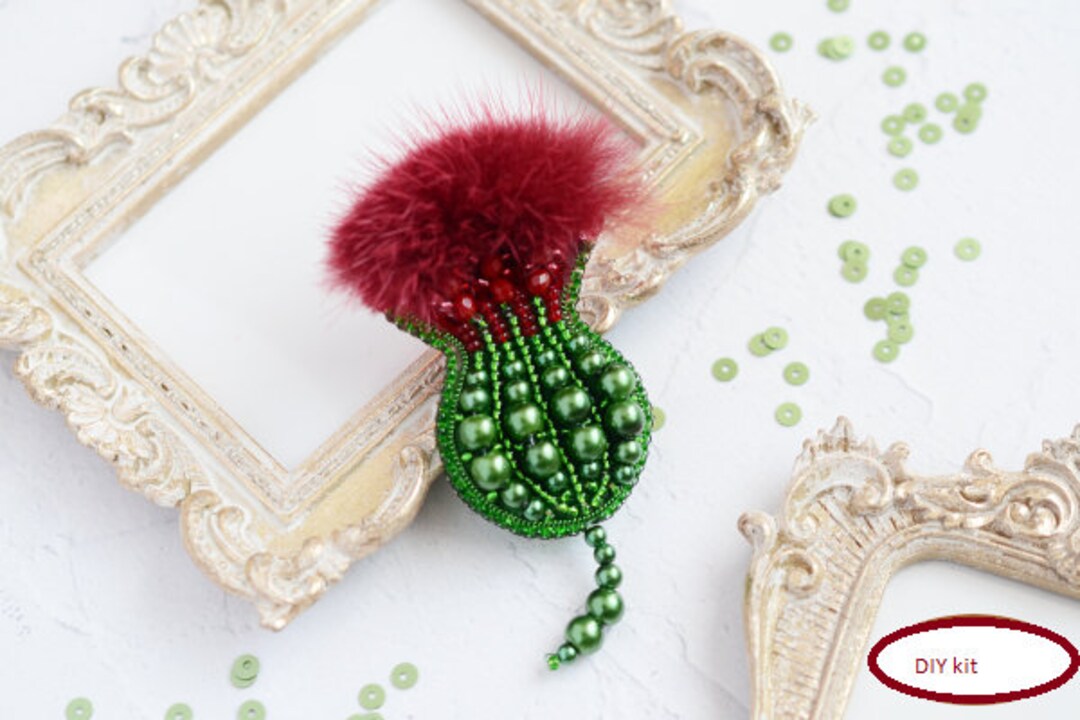 DIY Beaded Brooch Kit Thistle Jewelry Diy Kit Bead Etsy