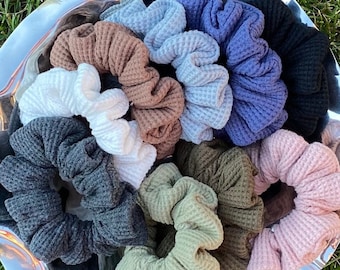 Organic Waffle Knit Scrunchies, 100% Organic Cotton, Hair Accessories, Hair Ties, Multiple Colours, All Seasons, Mini Scrunchies