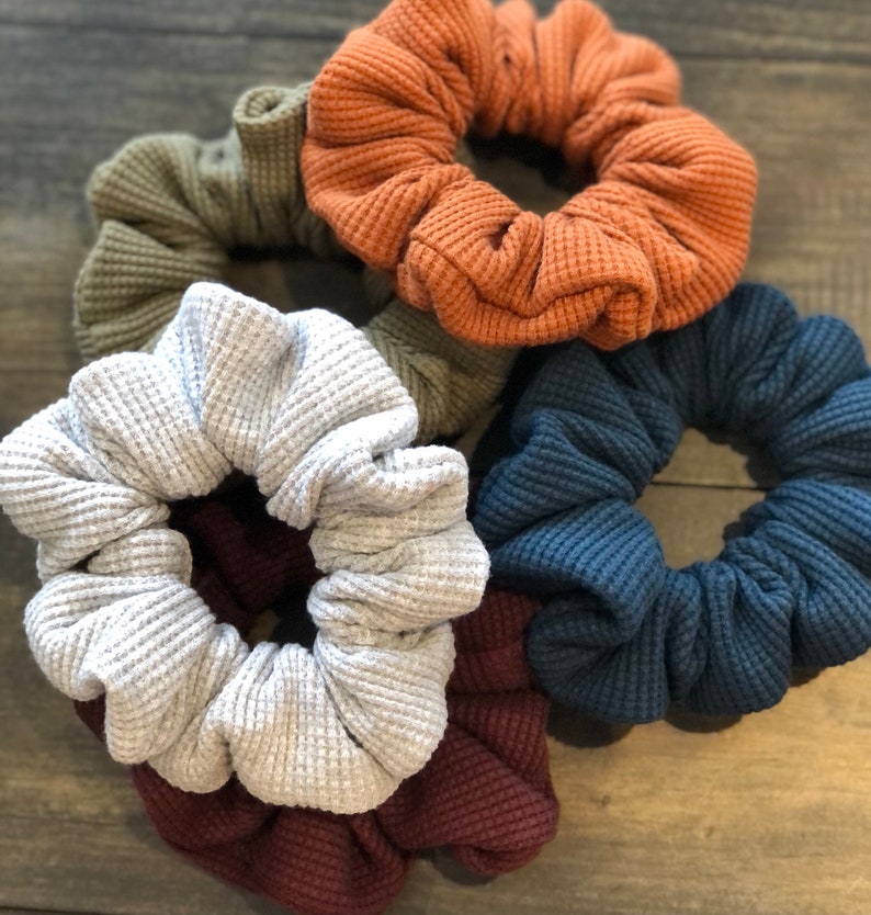 Organic Waffle Knit Winter Colours Hair Accessories Hair Ties 100/% Organic Cotton Scrunchies