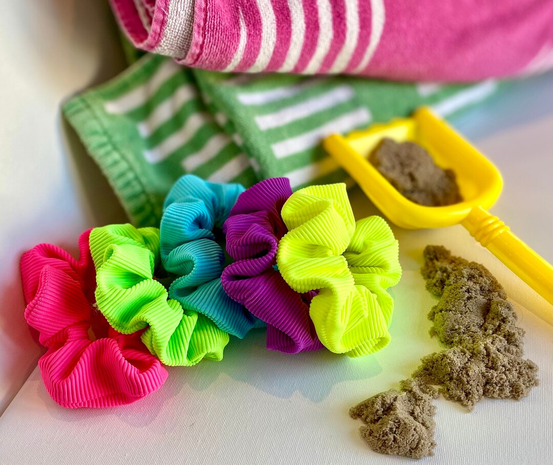 Bright Swim Scrunchies Water Resistant Scrunchies Ribbed Etsy