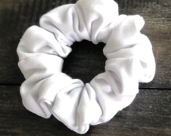 White Scrunchie , Soft Knit Scrunchie, Bamboo French Terry, Hair Accessories, Hair Tie