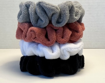 Towel Scrunchies - Terry Cloth Jersey, Wet Hair Scrunchies, Hair Accessories, Hair Tie, Towel Material
