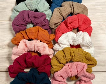 Scrunchies - 100% Organic Cotton, Scrunchie, Organic Scrunchies, Double Gauze, Multiple Colours, Hair Accessories, Hair Tie