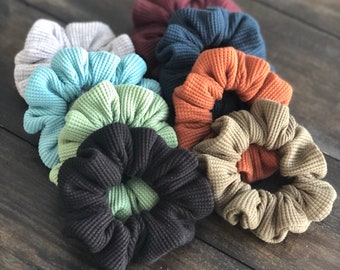 Scrunchies - Organic Waffle Knit, 100% Organic Cotton, Hair Accessories, Hair Ties, Multiple Colours, All Seasons