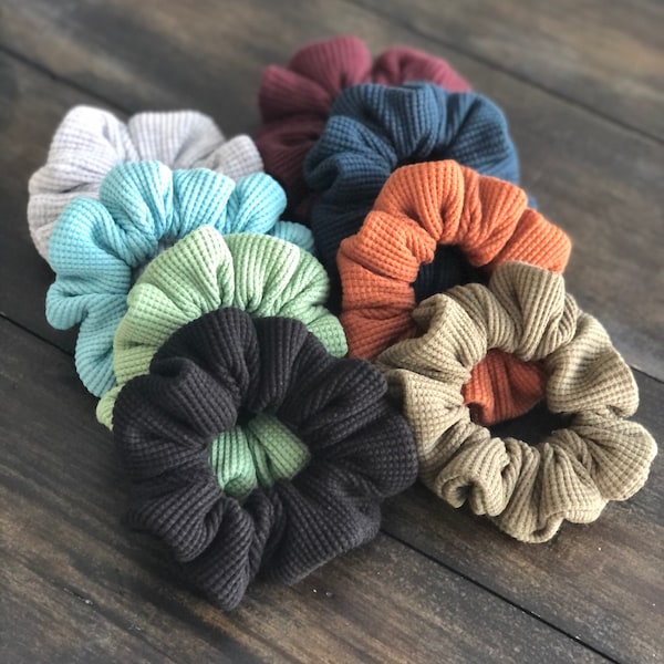 Scrunchies - Organic Waffle Knit, 100% Organic Cotton, Hair Accessories, Hair Ties, Multiple Colours, All Seasons