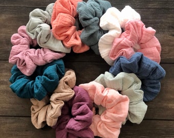 Scrunchies - 100% Organic Cotton, Scrunchie, Organic Scrunchies, Double Gauze, Multiple Colours, Hair Accessories, Hair Tie