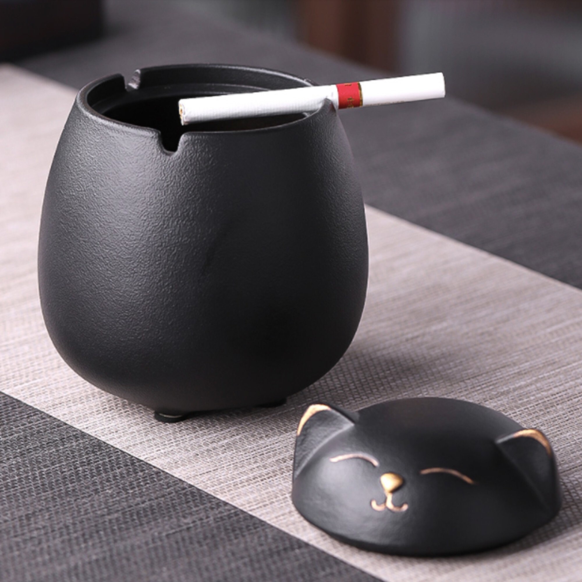 Cute Cat Ashtray With Lid Etsy UK