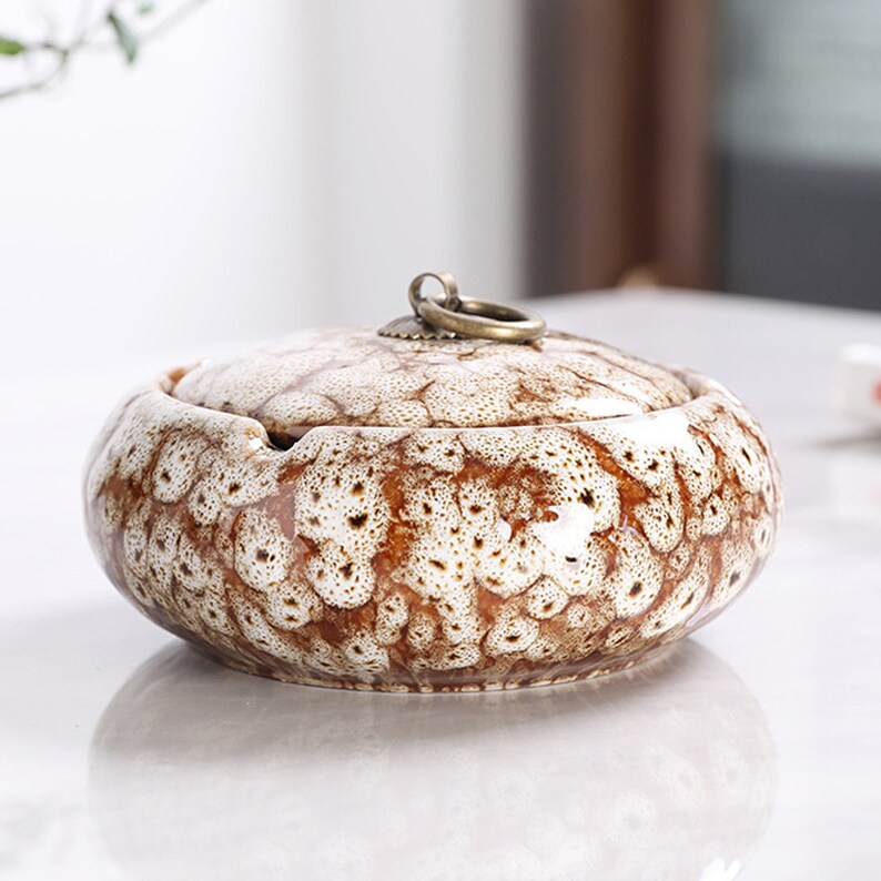 Cool Outdoor Ashtray With Lid Ceramic Smokeless Etsy
