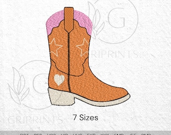 Pink Cowgirl Boot Embroidery Design | Western Stitch File (Digital Download)