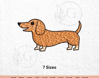 Dachshund Machine Embroidery Design, 7 Sizes, Weiner Dog File (Instant Download)