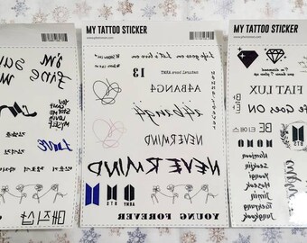 Bts Temporary Tattoo Etsy Bts Temporary Tattoo Etsy