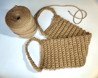 Eco-friendly natural jute washcloth with straps. Spa scrubber for your back and body