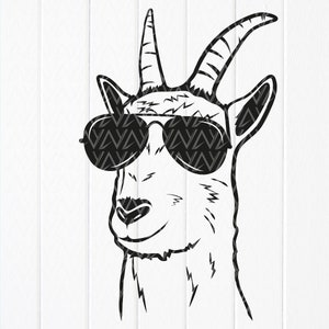 Goat with Sunglasses Svg,Cool Goat Head Clipart, Mountain Goat svg, Farm Animal svg, Funny Livestock svg, Instant Download Files For Cricut