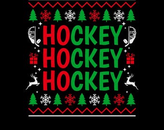 Ho Ho Hockey Christmas SVG: Ugly Sweater Cricut File (Digital Download)