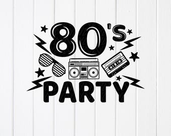 80's Party SVG : Retro 1980 Clipart Design, Music Classic Lover, Cut files (Digital Download)