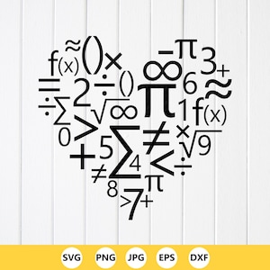 Math Heart SVG PNG: Algebra, Pi Day, Teacher Shirt Design,Cricut files(Digital Download)