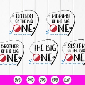 The Big One Family Bundle SVG, Family Fishing Shirt svg, bijpassende familie verjaardagsshirts, Big One Fishing svg, Instant Download bestanden voor Cricut
