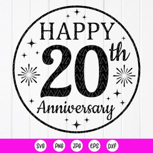 Feliz 20.º aniversario SVG, regalo para parejas, boda SVG, Sr. y Sra. SVG, boda SVG, regalo de celebración personalizado, archivos de descarga instantánea para Cricut