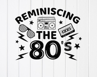 Lata 80. Retro SVG PNG: Projekt Boomboxa, Klipart z okularami przeciwsłonecznymi na kasety, Pliki Cricut Cut (Pobieranie cyfrowe)
