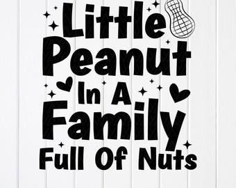 Pequeño cacahuete en familia SVG PNG: Diseño para niños pequeños, mono de bebé, archivos Cricut (descarga digital)