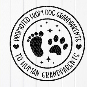 Promovido de abuelos de perros a abuelos humanos SVG, abuelos de perros svg, Esperando revelar SVG, Archivos de descarga instantánea para Cricut